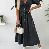 RIVIERA haljina — duga haljina na kopčanje u denim stilu