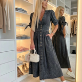 RIVIERA haljina — duga haljina na kopčanje u denim stilu