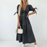 RIVIERA haljina — duga haljina na kopčanje u denim stilu