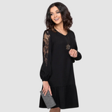 Mina™ Elegantna Midi Haljina sa Čipkastim Rukavima