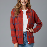 Nina - Cardigan Doux à Carreaux