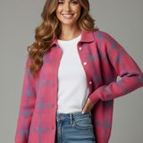 Nina - Cardigan Doux à Carreaux