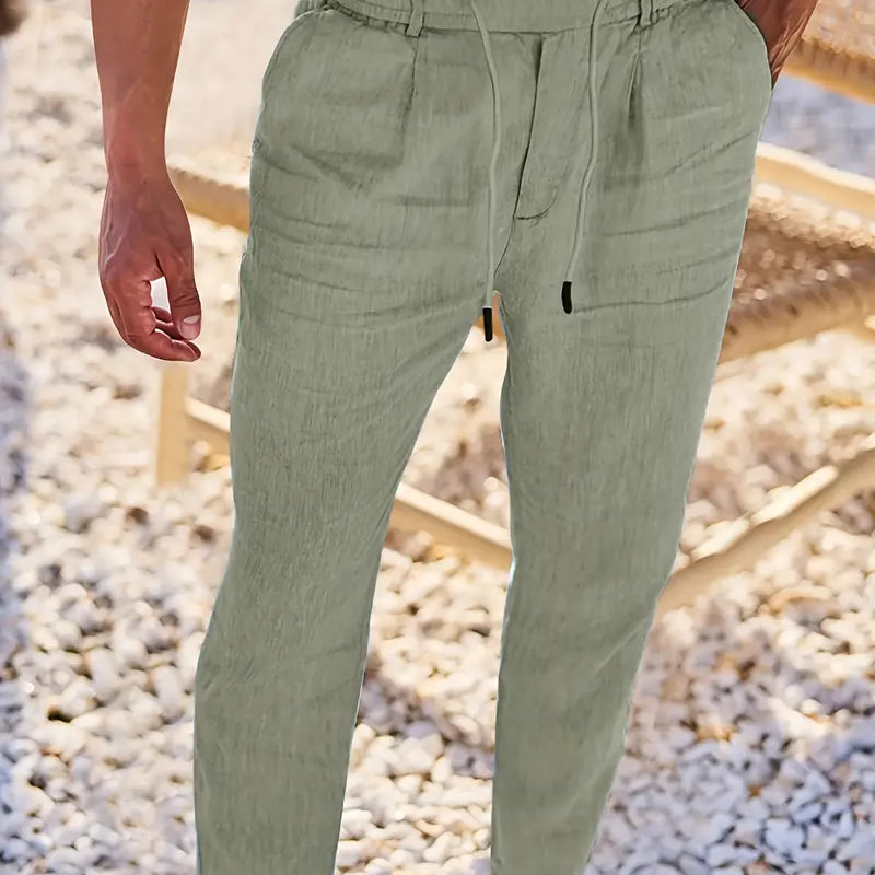 NICHOLS | ŠIROKE LINO PANTALONE SA KORDONOM