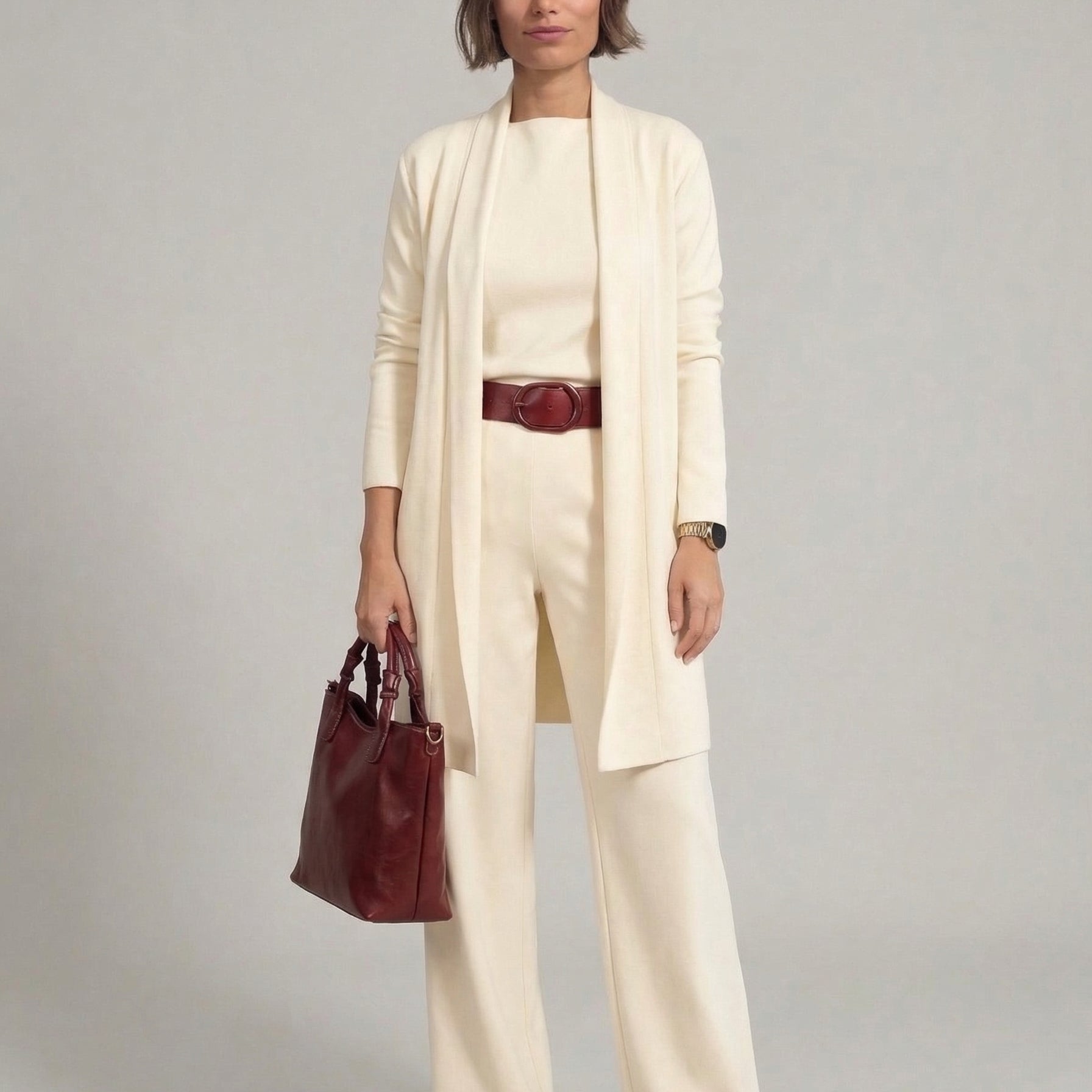 Conjunto Elena – Dugi Kardigan, Top i Pantalone