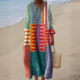 Eva - Dugačka Višebojna Haljina u Patchwork Stilu