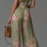 Macacão Zsófia - Chiffon Floral Plissiran
