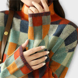 Jana | Džemper sa Visokim Ovratnikom u Patchwork Stilu