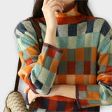 Jana | Džemper sa Visokim Ovratnikom u Patchwork Stilu