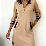 Sophie™ - Šik Haljina sa Dugim Rukavima od Pamuka