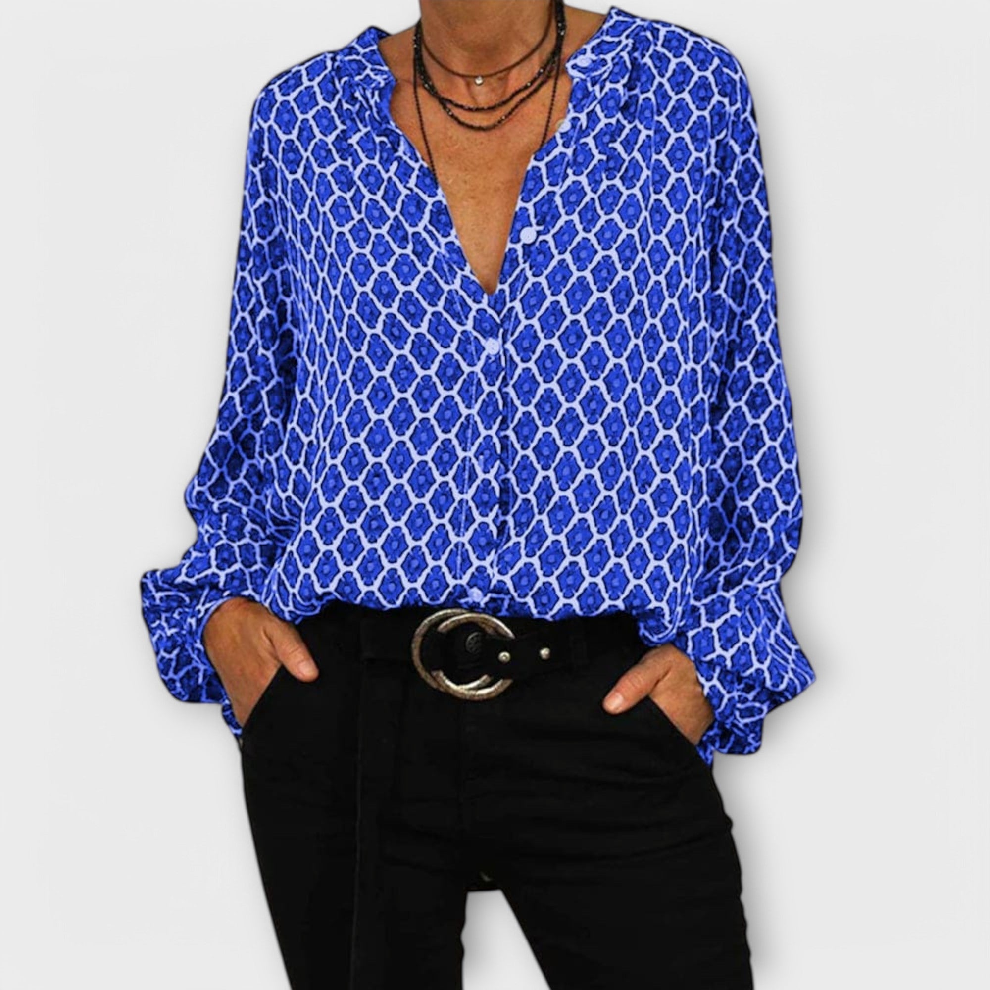 Zara - Elegantna Bluza sa V-Izrezom i Dugim Rukavima