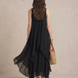 Nádia - Maxi Haljina Boho Sačinjena od Chiffon-a Crna
