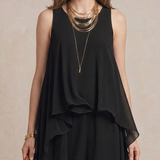 Nádia - Maxi Haljina Boho Sačinjena od Chiffon-a Crna