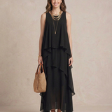 Nádia - Maxi Haljina Boho Sačinjena od Chiffon-a Crna