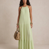 Lívia - Maxi Haljina Boho Zeleni Pistacio