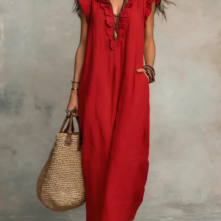 Korina - Lepršava Lanena Boho Maxi Haljina