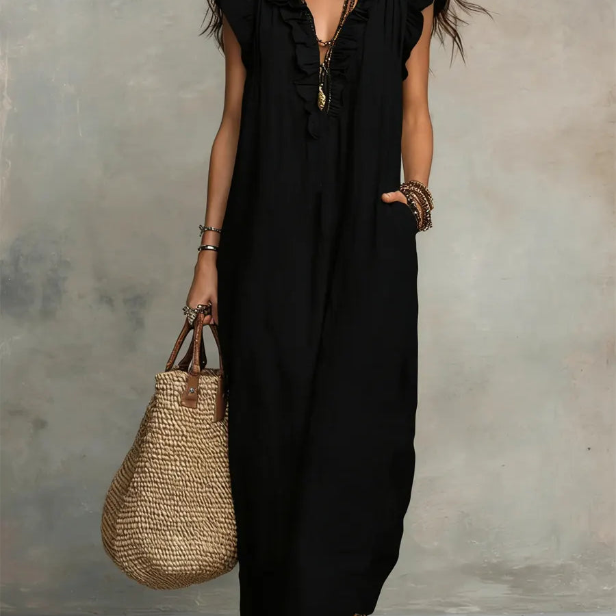 Korina - Lepršava Lanena Boho Maxi Haljina
