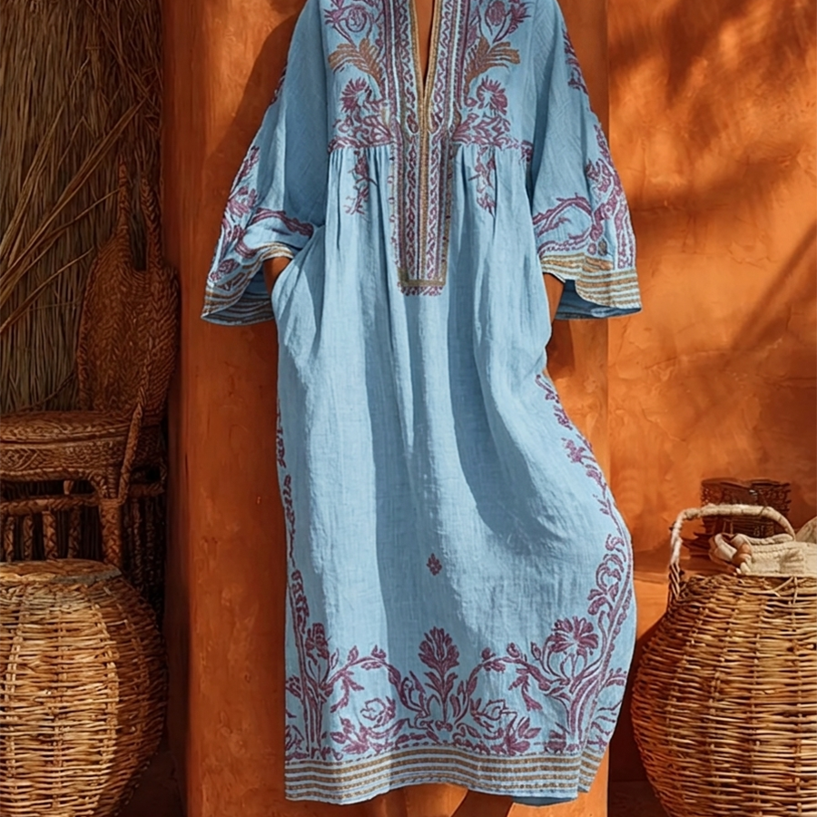 Celestina | Boho haljina sa vezom i mediteranskim šarmom za žene