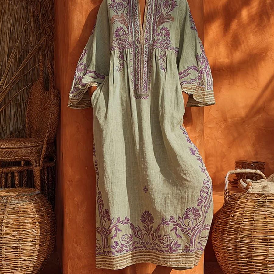 Celestina | Boho haljina sa vezom i mediteranskim šarmom za žene