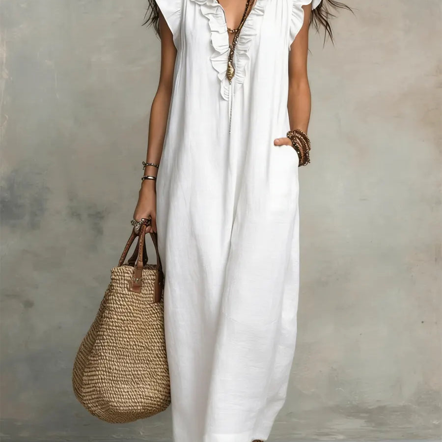 Korina - Lepršava Lanena Boho Maxi Haljina