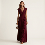 Tatiana - Maxi haljina sa V izrezom i lepršavim slojevima rukava, super elegantna